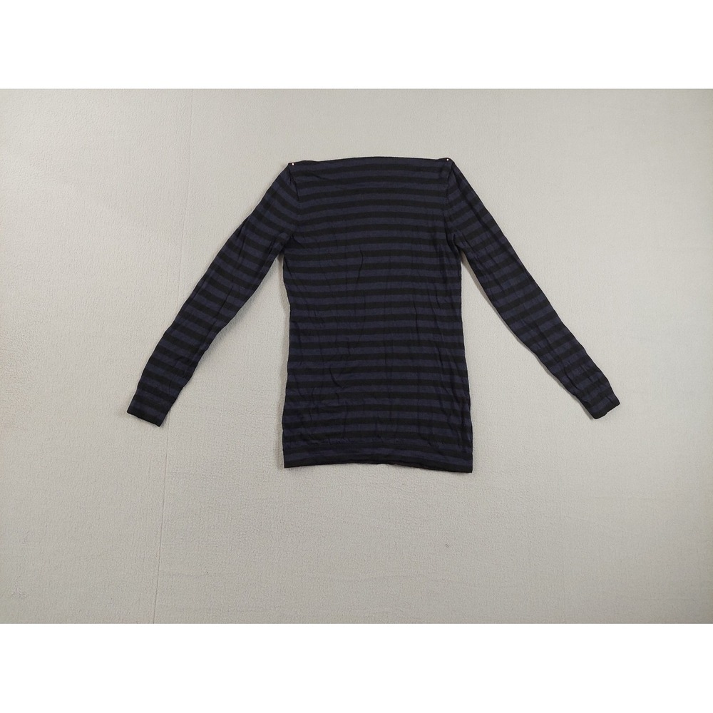 Eileen Fisher Women Sweater Tops XS Blue Black Striped Boat Neck Pullover Casual